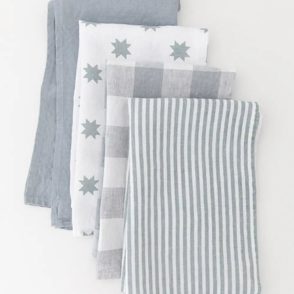 Heirloomed Keepsake Linen Tea Towel | Light Blue