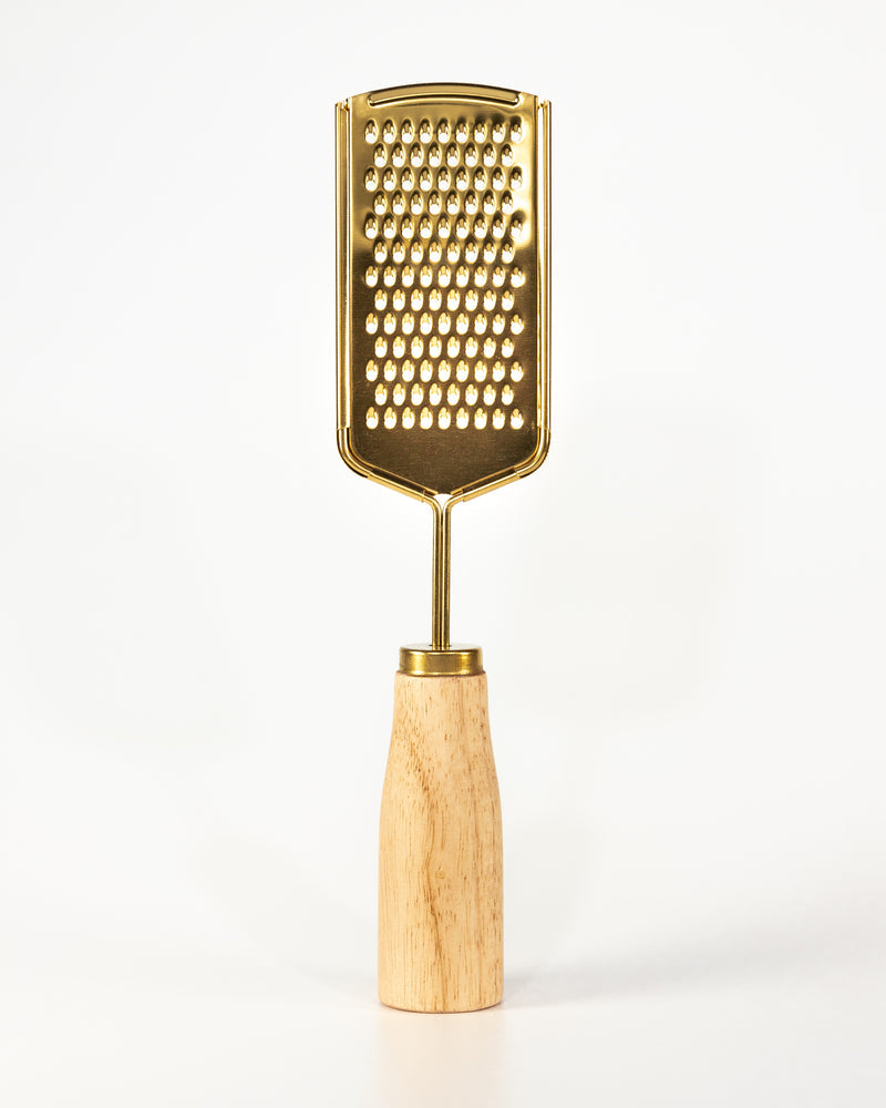 Stainless Steel Standing Gold Grater With Wood Handle