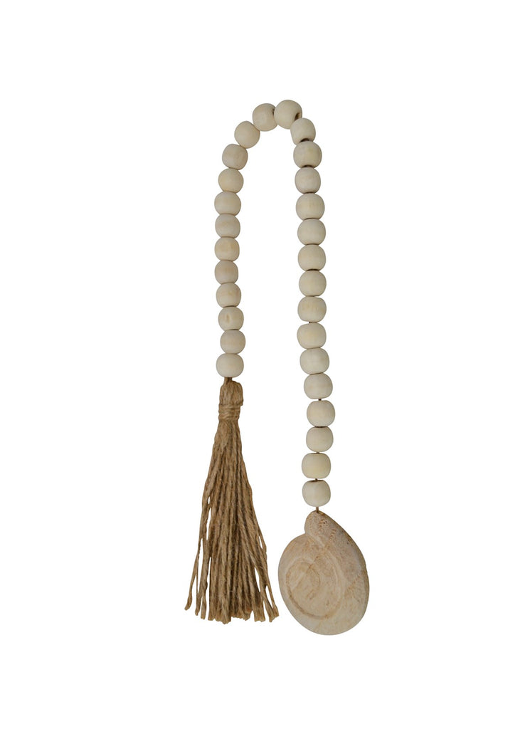 Wooden beads with seashell