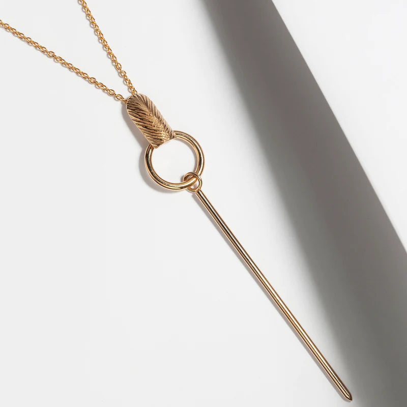Long Necklace With Gold Pendant