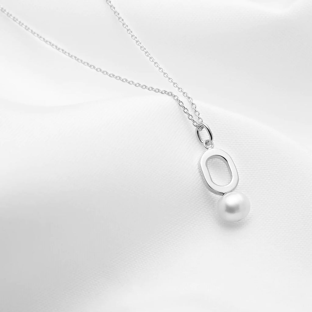 Aegir, sterling silver pearl pendant necklace