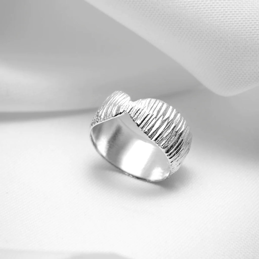 Ananke, handmade chunky silver ring