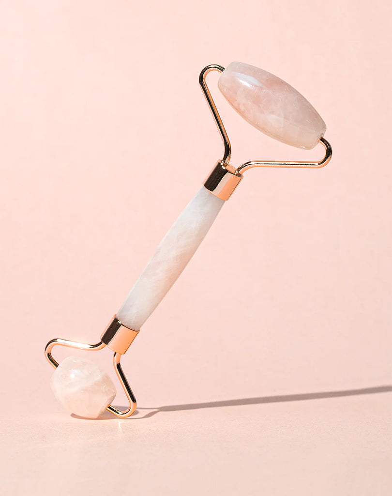 Rose quartz facial roller