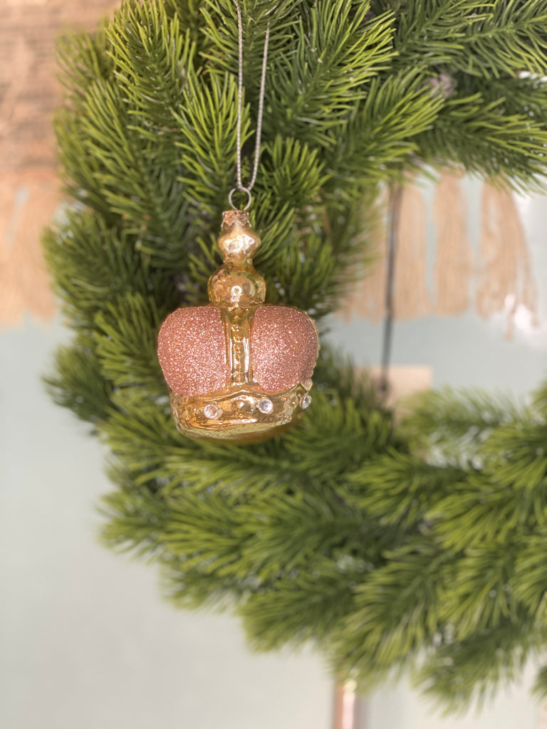 Crown Glass Ornament (Pink)