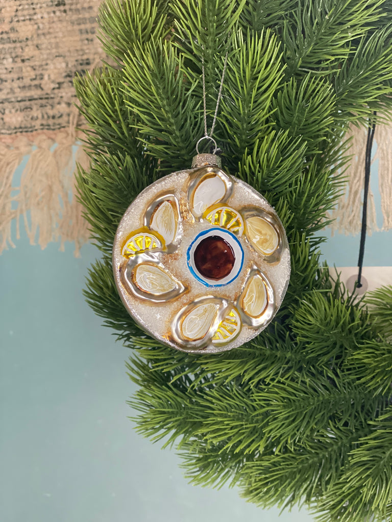 Oyster Platter Glass Ornament