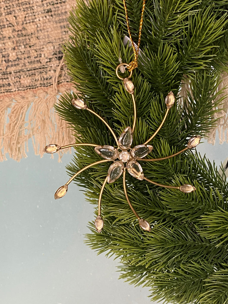 Antique Brass Beaded Snowflake Ornament