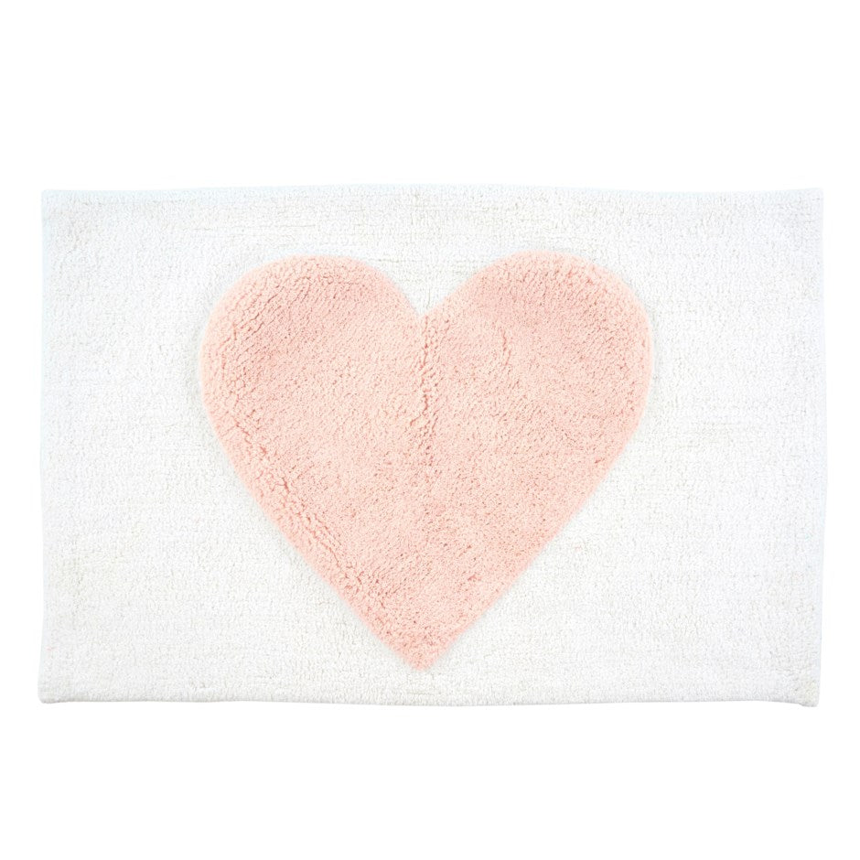 Ava Heart Bath Mat | White/Pink