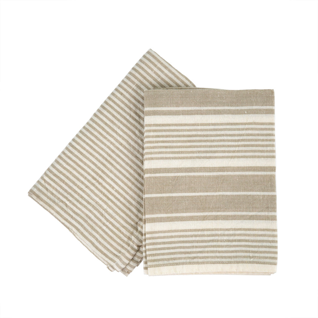 French Linen Tea Towels  Set of 2 | Taupe