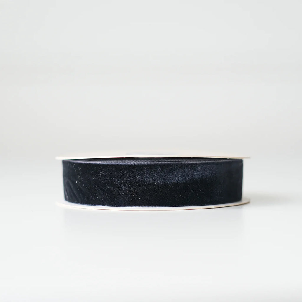10 Yards Velvet Ribbon (2.5cm) - Salmon | Oak Grey | Black