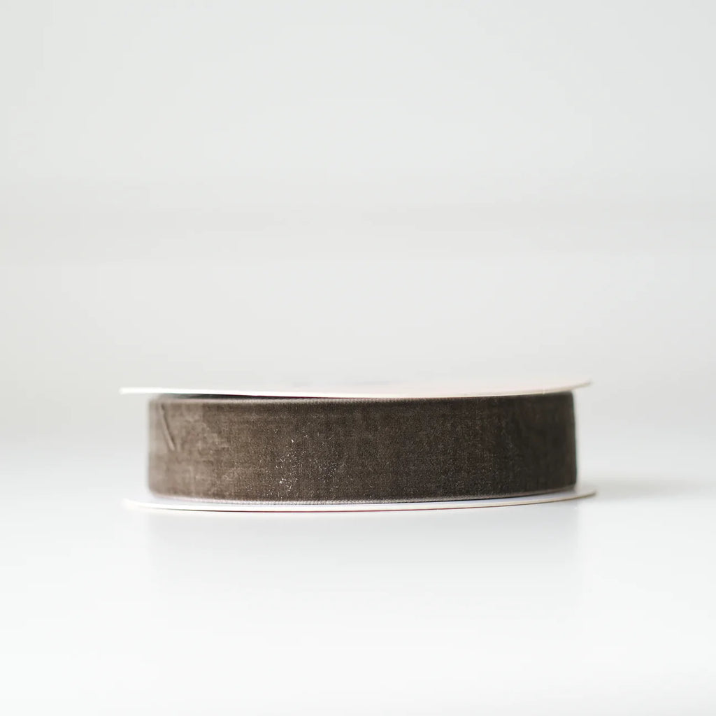 10 Yards Velvet Ribbon (2.5cm) - Salmon | Oak Grey | Black