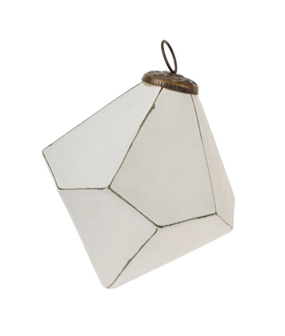 Diamond Drop Ornament - White Clay