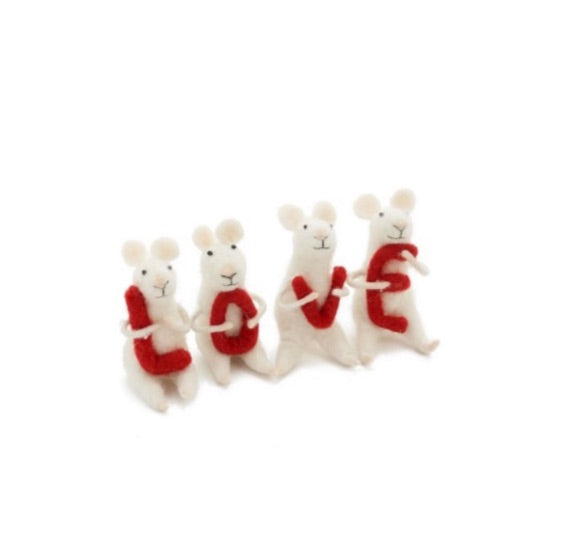 Xmas Ornament LOVE MICE - set of 4