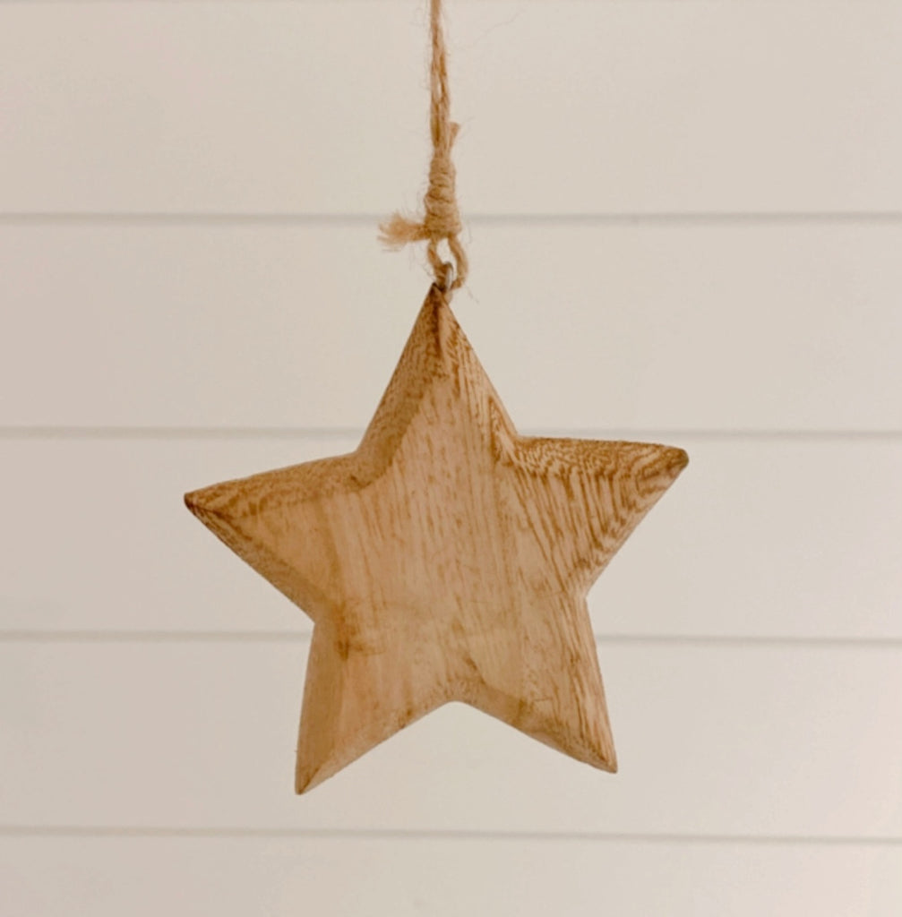 Star ornament - natural wood