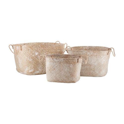 White Wash Seagrass Basket | Small/Medium/Large